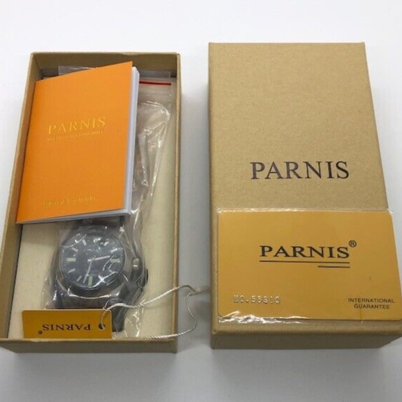 Parnis Black Dial Sapphire Crystal Green Mark Automatic 40mm Watch Brand New - Picture 7 of 9